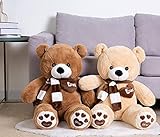 YunNasi Teddybär Groß Riesen Teddy Bär Braun 100cm Plüschtier Kuscheltier Stofftier Teddybär mit Herz und Schal