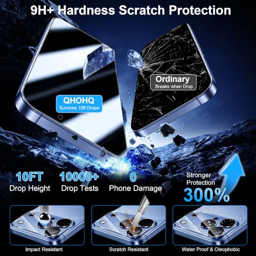 QHOHQ Sichtschutz für iPhone 18 Pro für Panzerglas, 9H+ Schutzfolie – Ansicht 4