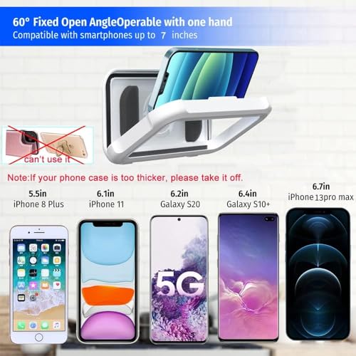 Image of Shower Phone Holder | Waterproof Bathroom Mobile Phone Holder | Anti-Fog Case for Shower | Wall Mountable | 6.8 Inch Support Touch Screen Parent (Pearl White)