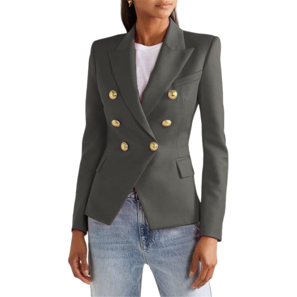 Blazer Damen,Elegante Damen-Blazerjacke mit Reverskragen, Langen Ärmeln und schmaler Passform, vielseitig einsetzbar, ideal fürs Büro.