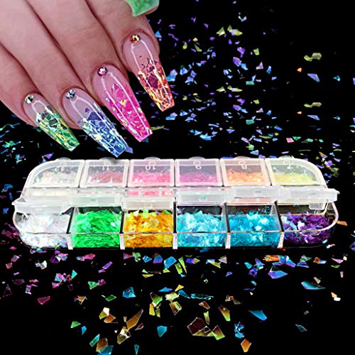 Angelliu Glitter Fluorescenti per Nail Art con