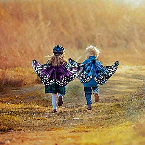 Coopay 10 Pieces Kids Butterfly Wings Costume With Masquerade Mask Antenna Headband For Kids Halloween Party(Sky Blue And Purple Gradients) #TOP5