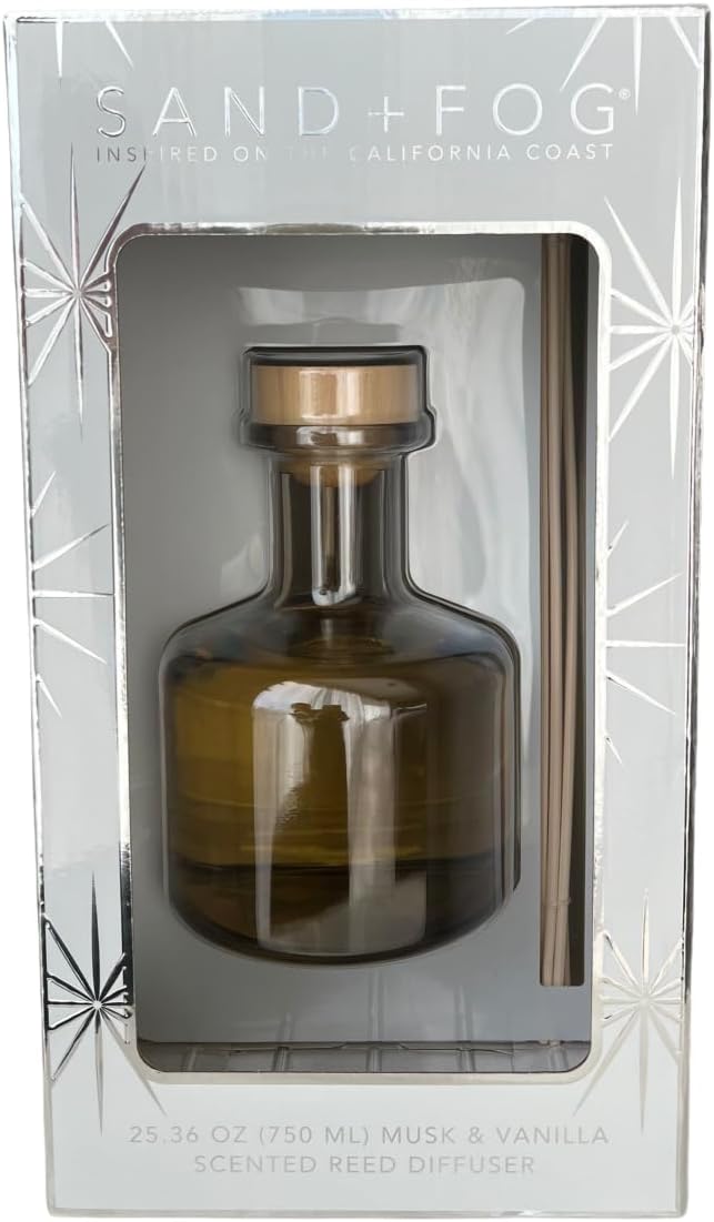 Sand & Fog Jumbo Size Musk & Vanilla Scented Reed Diffuser, 25.36 fl oz Aromatherapy Diffuser Oil Set, Home Fragrance, Natural Essential Oil, Home & Bathroom Decor,