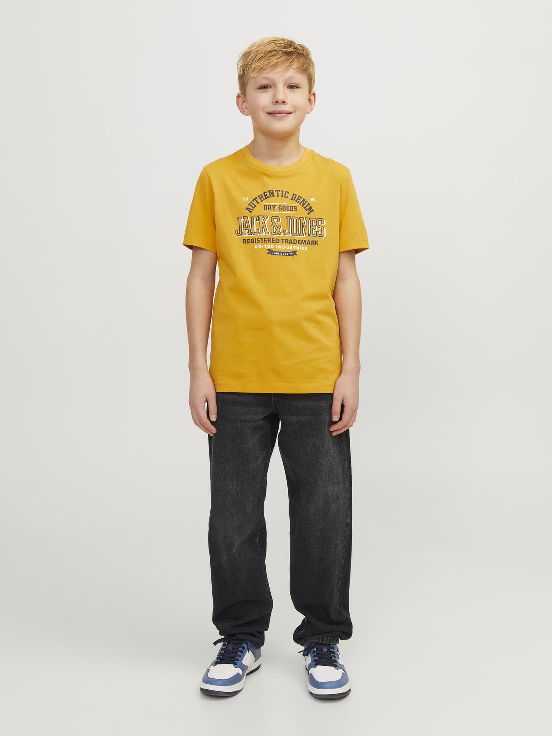 JACK&JONES JUNIOR Spodnie jeansowe chłopięce, czarny denim, 128
