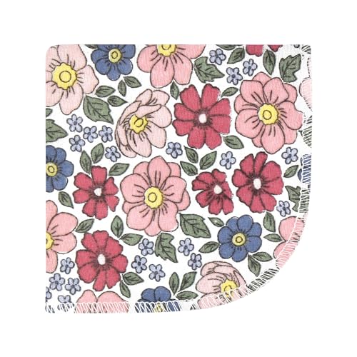 Image of Hudson Baby Unisex Baby Flannel Cotton Poly Washcloths, Pink Blue Pretty Floral 12 Pack, One Size
