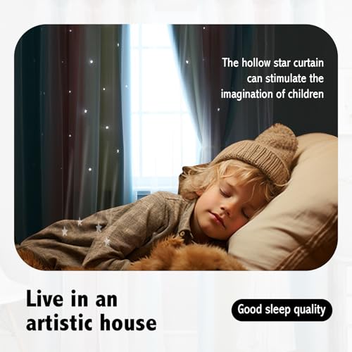 Image of Anytime Star Blackout Curtains for Girls Bedroom Kids Room,Green