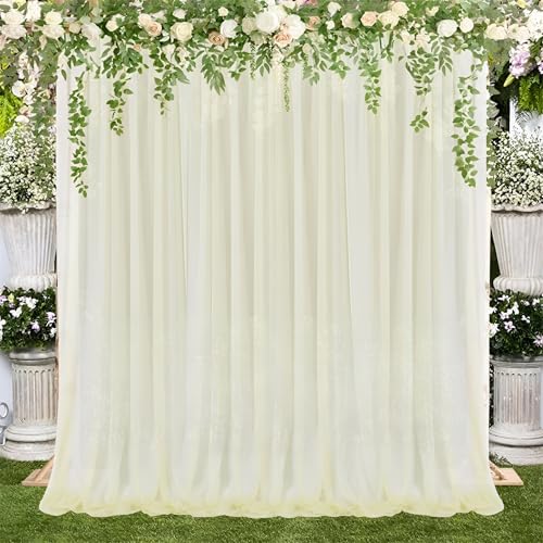 Image of The Party Louge White Backdrop for Decoration- 2pcs. | Net Curtain Decorations| Ganpati Decoration Setup for Home | Cabana Tent Backdrop| Romantic Dinner, Anniversary, Birthday Party Celebration