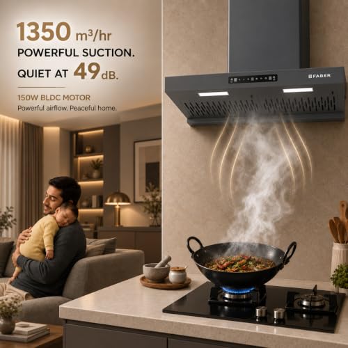 Image of Faber EON 90cm 1350m /hr BLDC Autoclean Filterless T-Shape Chimney|Built In Oil Collector|Touch & Gesture Control|5Yr Motor,2Yr Comprehensive Warranty by Faber | HOOD EON BLDC TC FL SC HC NG IN 90