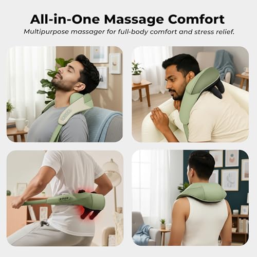 Image of Durafit91 Snap-On Neck Massager with Heat | Wireless Electric Neck and Shoulder Massager | Deep Tissue Vibration Massage Device for Pain Relief, Muscle Relaxation & Blood Circulation at Home & Travel