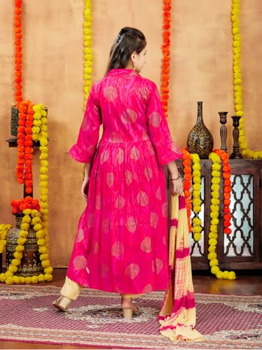 Image of Aarika Girls Cotton Regular Fit -Rani Printed Kurti