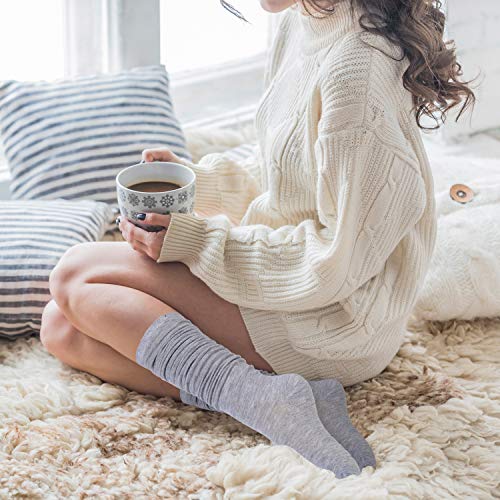 Aneco 6 Pairs Over Knee Thigh Socks Knee-High Warm Stocking Women Boot Sock Leg Warmer High Socks For Daily Wear, Cosplay (Black Series,Darkgray Serie,Lightgray Series) #TOP5
