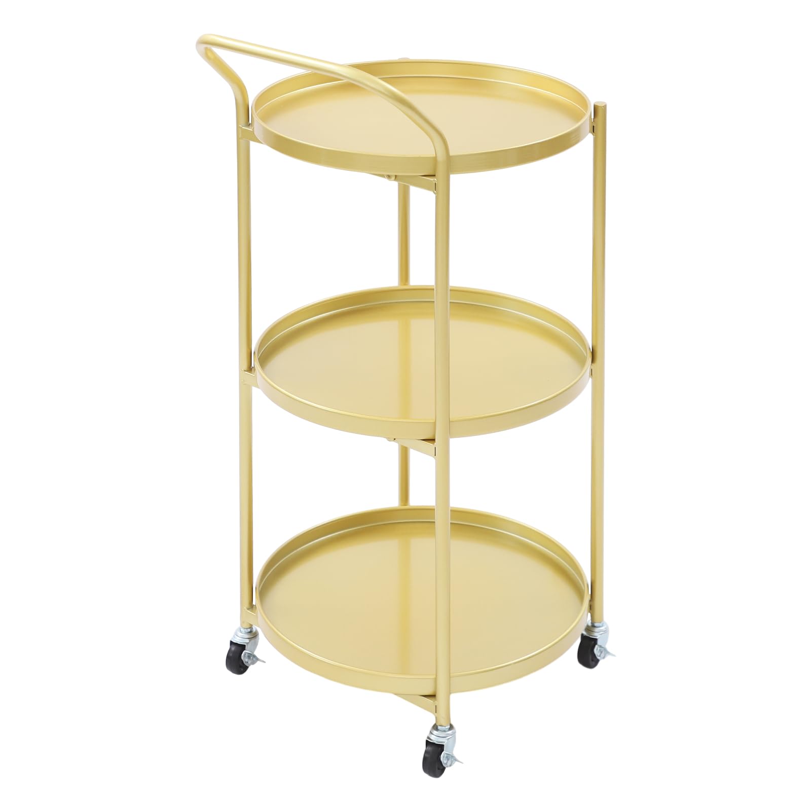 Carrello da portata con struttura in metallo a 3 livelli, carrello rotondo, per cucine, salotti, camere da letto, capacità di carico di ogni livello 9,1 kg, 46 x 40 x 78 cm