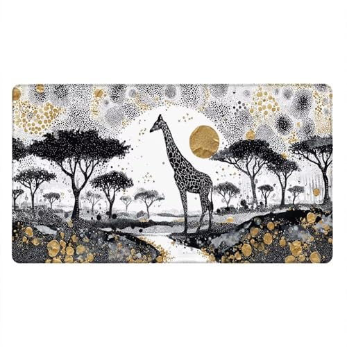 Alfombrilla Ratón XXL Alfombrilla Escritorio 1200x600mm Mouse Pad Mejora la Precisión y la Velocidad con Base de Goma Antideslizante y Bordes Cosidos Duradera Cómoda, Juegos (Jirafa Abstracta) xR8-929