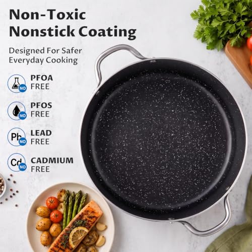 BEZIA 8 Quart Nonstick Stock Pot with Lid, Induction Compatible Cooking Pot - Image 3