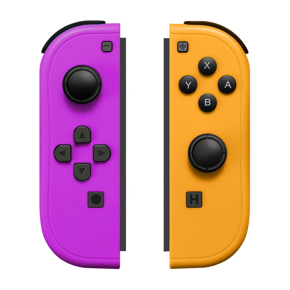 Joy-Pad Controller Compatible with Switch,Left and Right Controllers with Grip Support Wake-up Function (Purple and Orange) - Purple and Orange