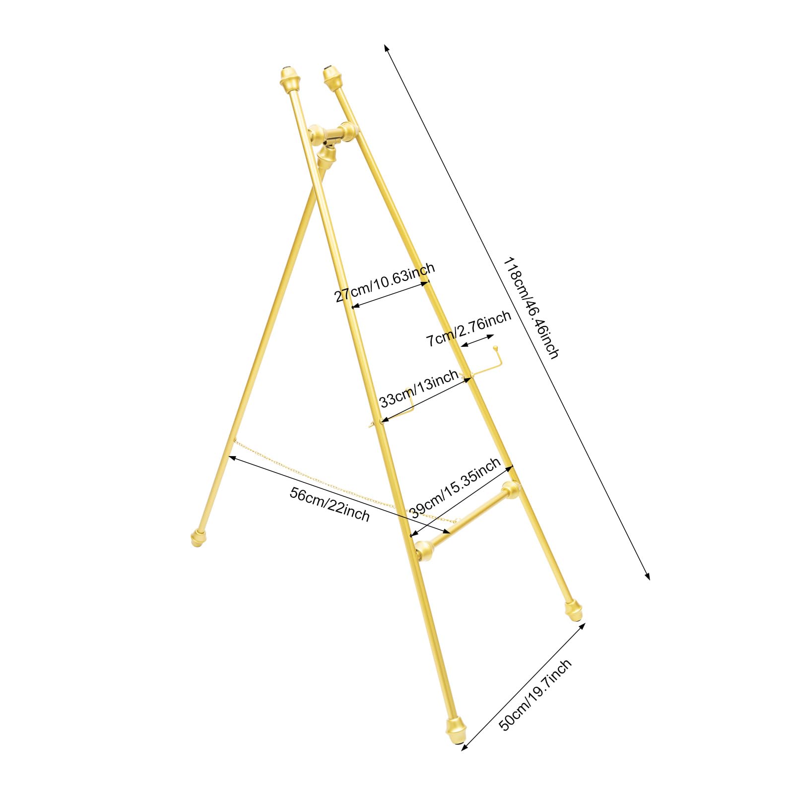Caballete de caballete, 2 unidades de 118 cm, metal, portátil, para suelo, posiciones ajustables con orificios/inclinación, para bodas, carteles de bienvenida, pantallas