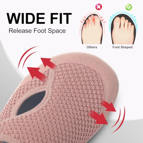 Image of LeIsfIt Wide Toe Box Diabetic Shoes for Women Zero Drop Barefoot Sneakers Breathable Adjustable for Edema Swollen Feet & Seniors