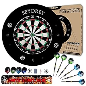 Dartscheibe Steeldart mit Schutzring Dartscheibe Kork Steeldartscheibe Dartboard Profi mit Pfeilen 6 Dartpfeile
