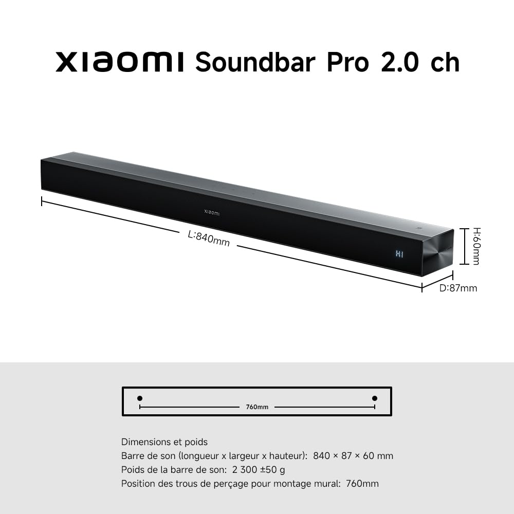 XIAOMI Soundbar Pro 2.0ch Barre de Son TV Dolby Audio HDMI Arc Bluetooth