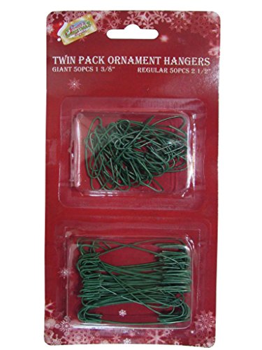 Green Ornament Hooks, Twin Pack of 100