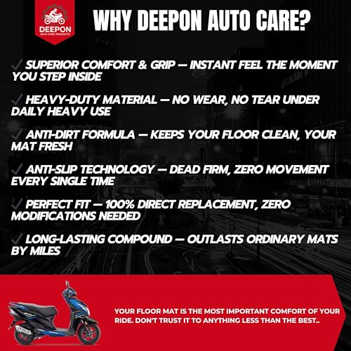 Image of Dio 110 BS6 Premium Floor Mat | Anti-Slip Heavy-Duty Rubber | Waterproof All-Weather Protection | Custom Fit Scooter | Deepon Auto Care