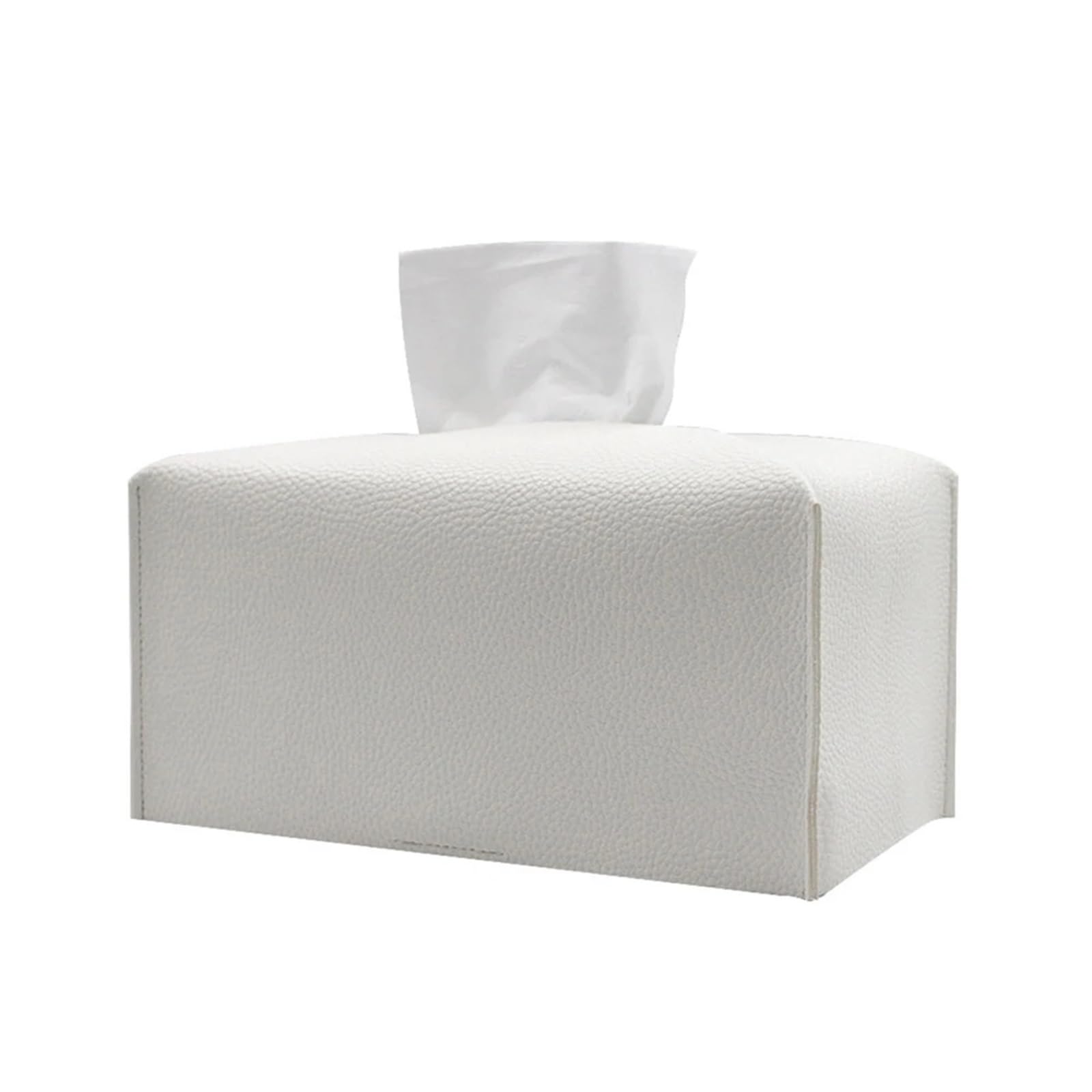 Eefpxwtz White Household Square Tissue Box， Tissue Box Holder Cover Leather Square Case Multicolor For Livingroom Toilet Bathroom Car(White)