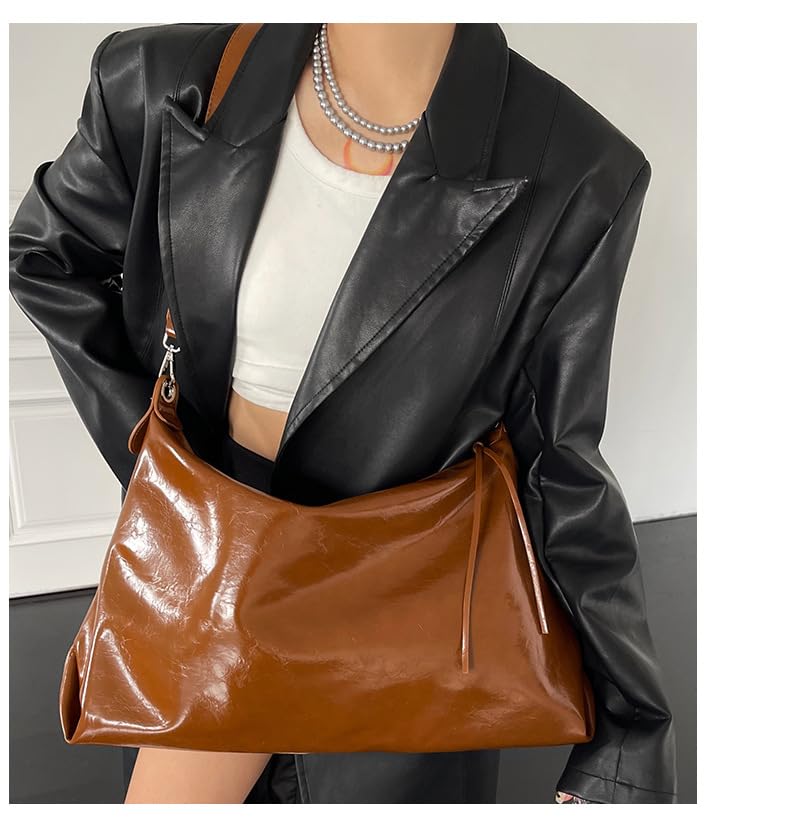 Image of Burgundy Purse Large Tote Bags for Women Hobo Bag Vegan Leather Tote Bag Aesthetics Bag