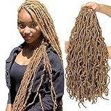 7 Packs Soft Locs 28 Inch Faux Locs Light Brown Color 27 Crochet Hair for Black Women Whole Strand Pre-looped Long New Locs Crochet Curly Braiding Hair Extension (28 Inch (Pack of 7), #27)
