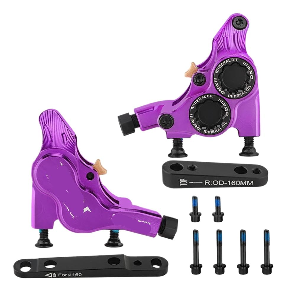Ysfqzpyqw Purple Iiipro 4-Piston Clamp Cnc Ultralight Mountain Bicycle Hydraulic Disc Brake Caliper Compatible With Mtb Front And Rear(Purple)