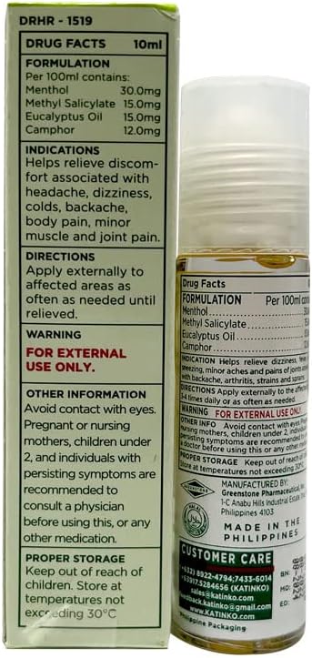 Katinko Oil Liniment Rollerball Applicator, 10ml (3 Pack)