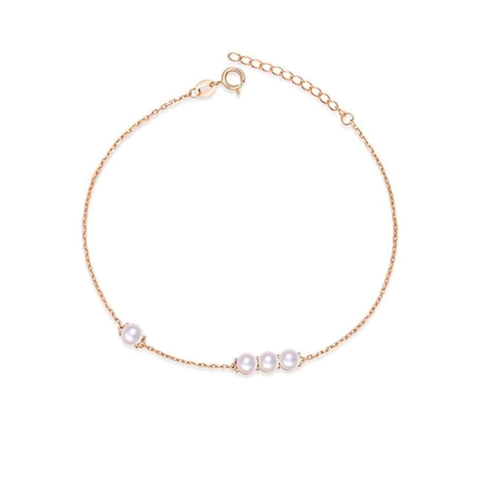 ZH1YFD Damen-Charm-Armbänder aus 18 Karat Roségold für Damen, Perlenarmband aus Roségold