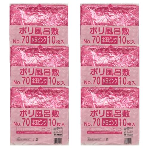 ポリ風呂敷 70cm×70cm 水玉ピンク 60枚(10枚入×6袋)LDPE ポリ 使い捨て 風呂敷 テイクアウト