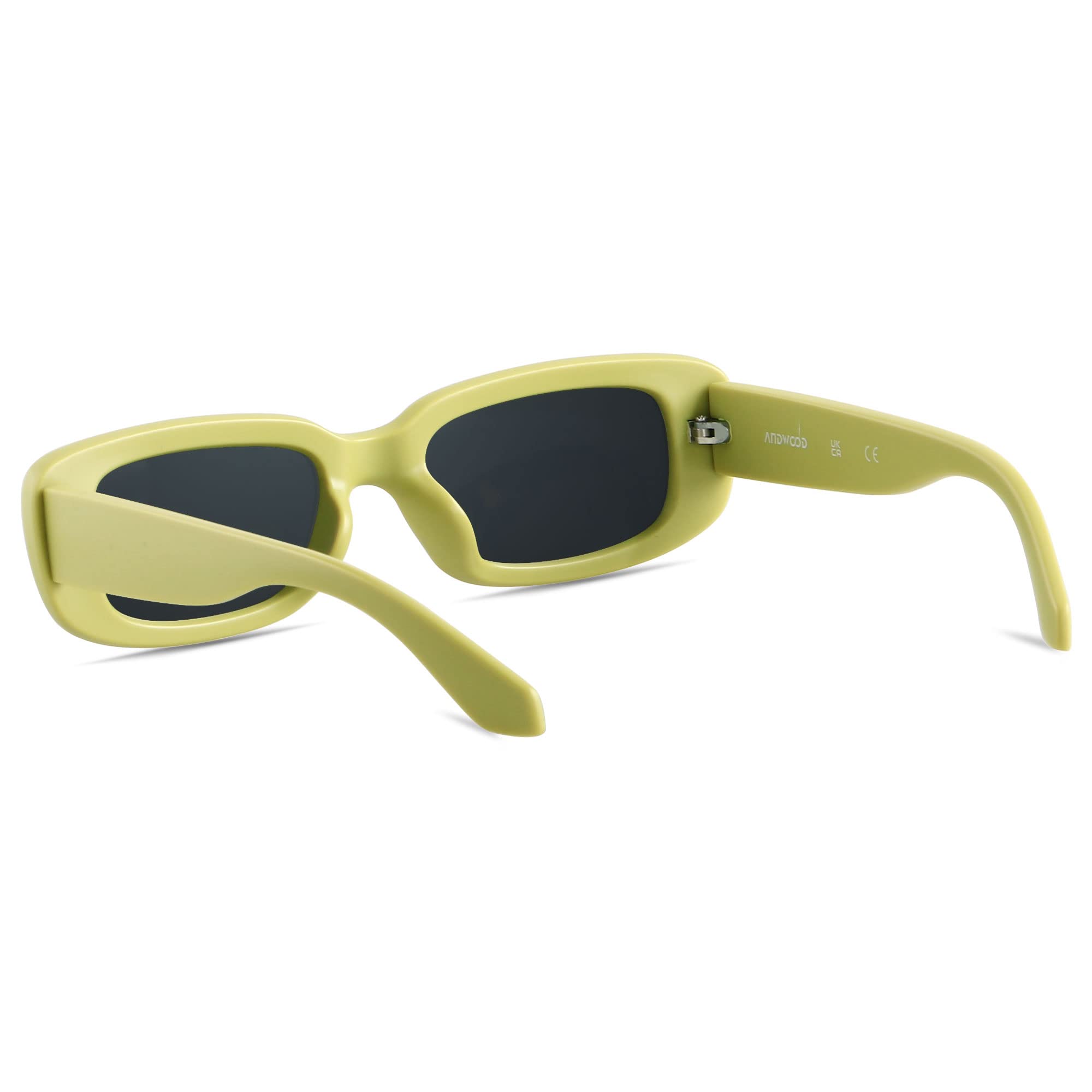 ANDWOOD Rectangle Sunglasses for Women Men Square Frames Trendy Retro Vintage 90s UV Protection Sun Glasses Small Face