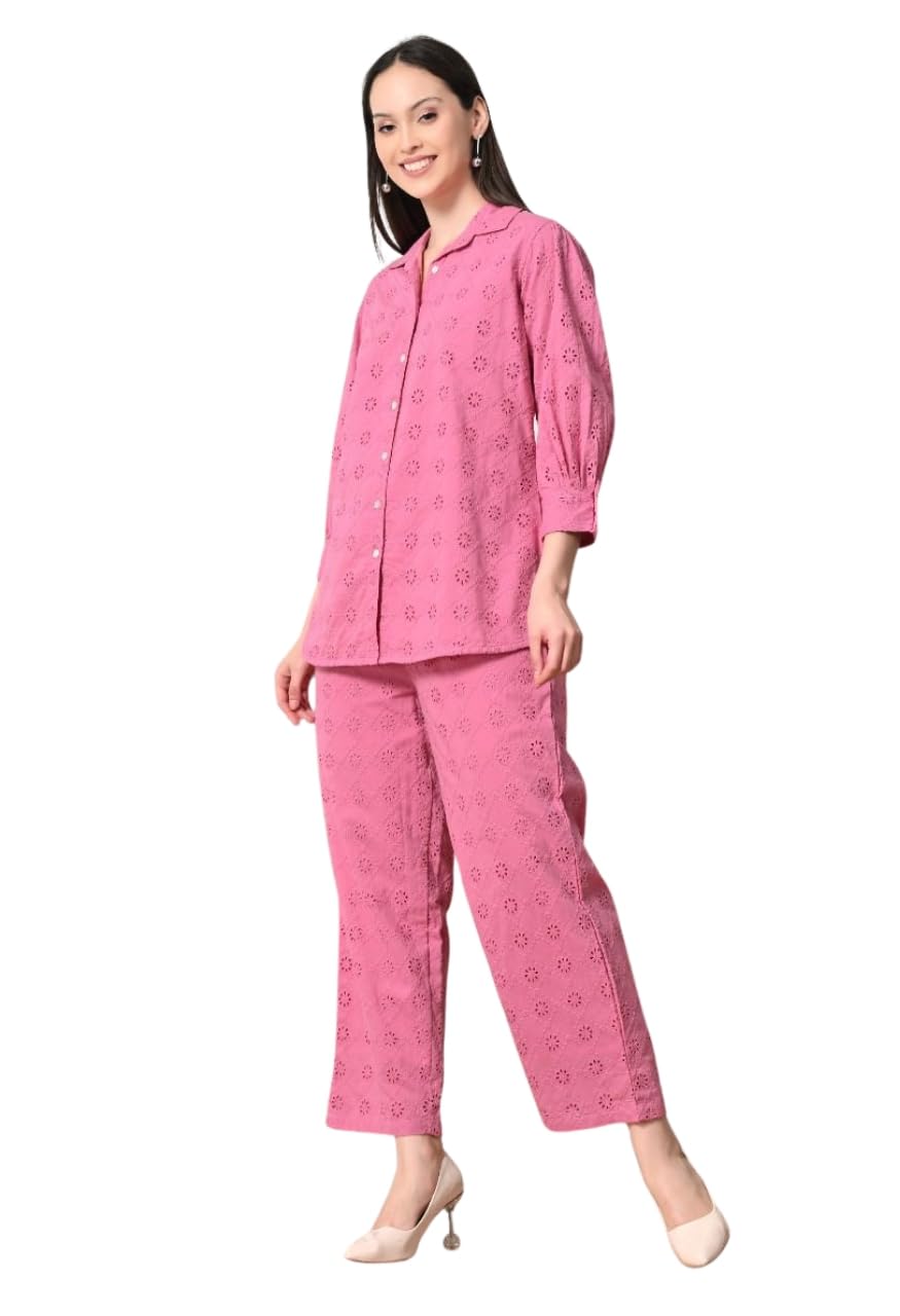 pr clothing Women's Schiffli Embroidered Cotton Co-ord Set Plus Size |-picture-35