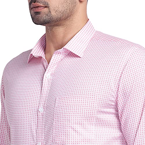 Image of Park Avenue Men's Pure Cotton Print Pattern Slim Fit Semi Cutaway Collar Full Sleeve Formal Shirt