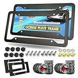 Aootf Black Aluminum License Plate Frames 2-Pack