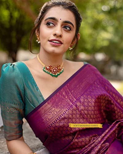 Image of Avantika Fashion Women's Classy Kanjivaram Soft Lichi Silk Banarasi Saree With Blouse Piece