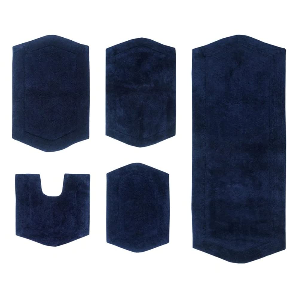Luxurious 100 Absorbent Cotton Bath Rugs for Bathroom Set of 5 Pretty Durable Design Rectangle Shape Extra Thick