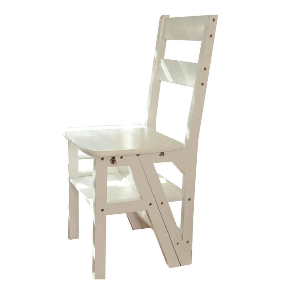 ZGYOZMNG Stepstools Folding Steps Solid Wood Deformable Ladder Stool Multifunctional Flip Foldable Design Step Stools Household Folding Chair with 4 Steps (Color : D)