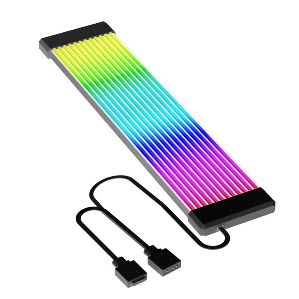 TZMRIT PC Cable Rgb, ARGB PSU Cable Cover Cable Extension, RGB Power Extension Cable Cover Kit for Motherboard and GPU PC Cable Parts Decoration (24PIN BK)