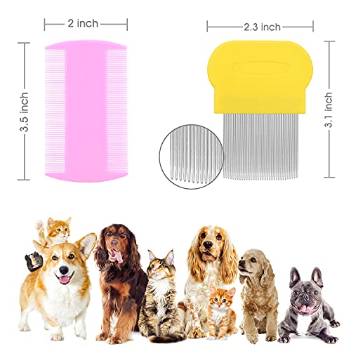Lice Comb Flea Comb For Cats Dog Comb Pet Comb Set Metal Fine Tooth Comb Remove Tear Marks Float Hair Dandruff (A) - Image 7