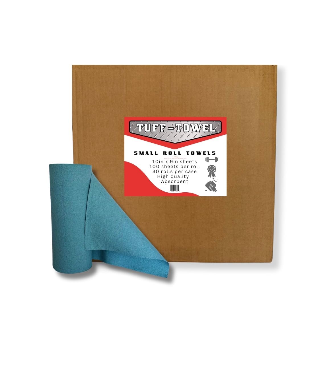 Tuff-Towel Small Roll Towels, 9x10.5 Inch Sheets, 100 Sheets per Roll, 30 Rolls per Case (Blue)