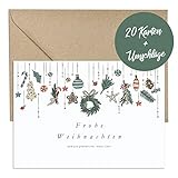 brint.® Weihnachtskarten mit Umschlägen aus Kraftpapier - 20 Stück (Veredelt) | Premium Weihnachtskarten-Set schlicht & elegant | A6 Klappkarten mit Umschlag Set geschäftlich team modern edel