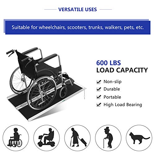 ORFORD Non Skid Wheelchair Ramp 4FT, Utility Mobility Access Threshold Ramp for Home Steps Stairs Doorways Scooter - Thumbnail 3