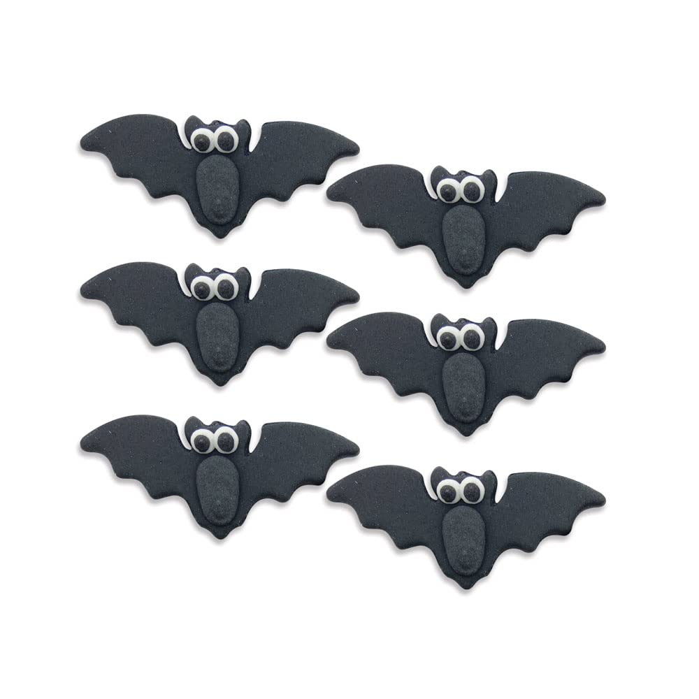 Anniversary House 6pcs Halloween Vampire Bats Edible Cake Toppers - Handcrafted Fondant Sugar Decorations for Cupcakes, Muffins & Themed Cakes - Spooky Sugarcraft Halloween Decorations, 5cm