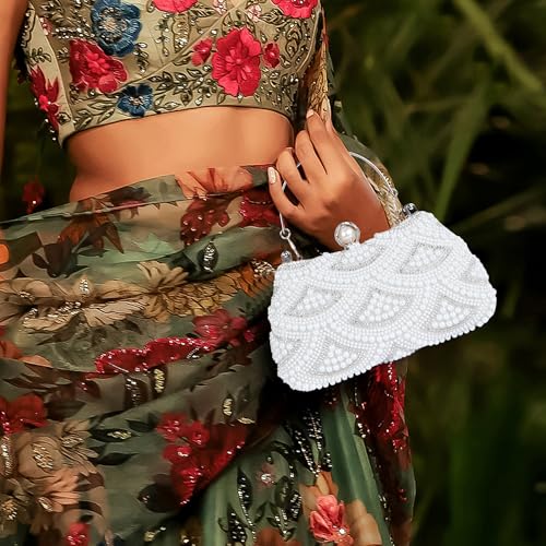 Image of Lady Quinton Pearl and Rhinestone Evening Clutch Bag, Bridal Party Handbag with Chain Strap