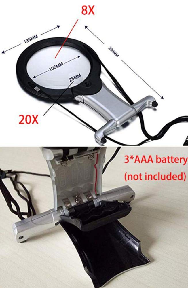 LED-Klemmleuchte mit 8-20-facher Vergrößerung, 105-mm-Linse, Freisprechfunktion, faltbar, für Schreibtisch, Tisch, Arbeitsflächen, Bastelarbeiten, Schmuckherstellung, Nähen und Wer