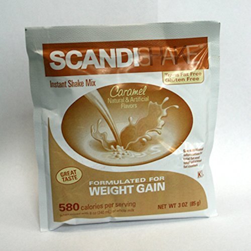 Scandishake Instant Shake Mix for Weight Gain Caramel Flavor 3oz Packets 4ct by Aptalis