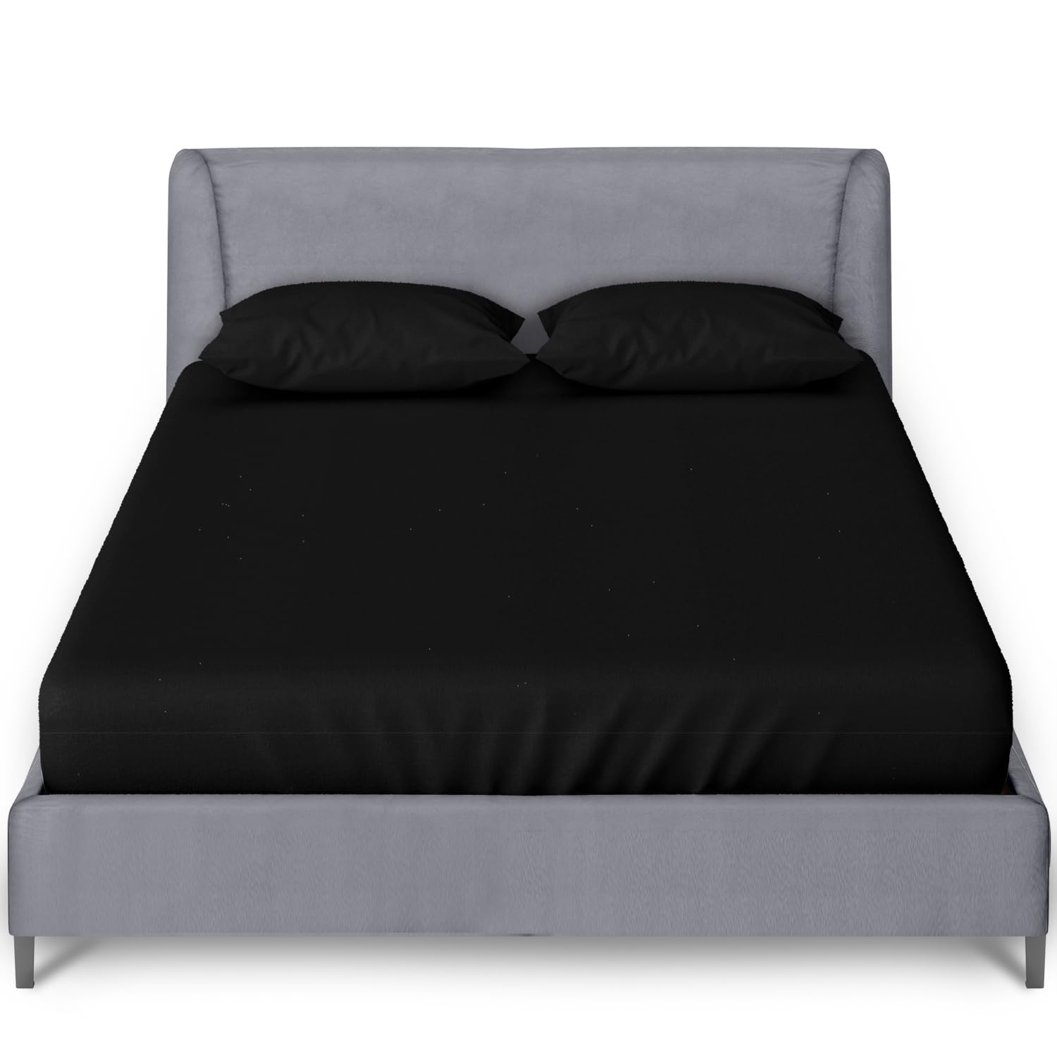 GC GAVENO CAVAILIA Fitted Sheet Single Bed | 10" (25cm) Deep Bedding Bottom Sheet with Elastic Corner | Polycotton Bed Sheet 90 x 190 Cm | Black