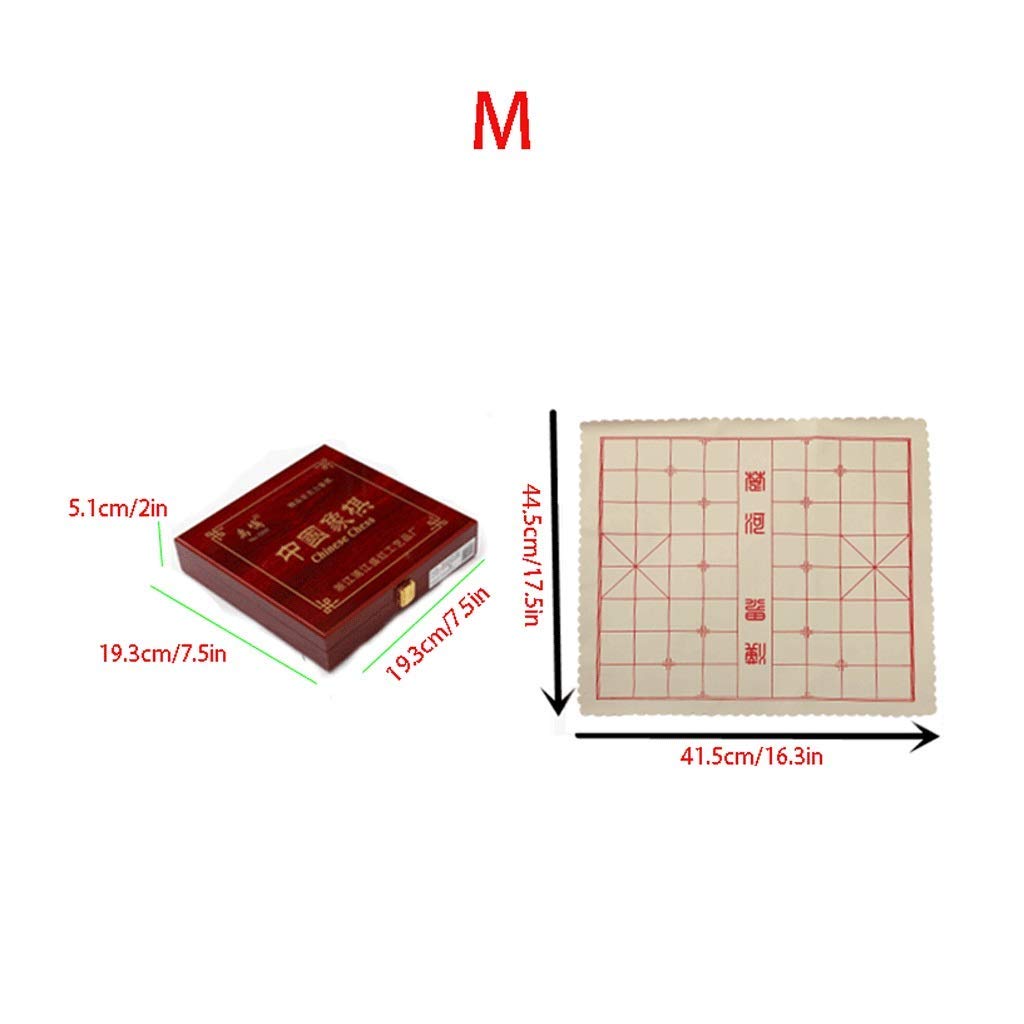 MRKU Schachspiel aus Holz, Schachbox, Schachbrett aus Leder, Schach aus Eiche, für Erwachsene, zu Hause, unterwegs, tragbar